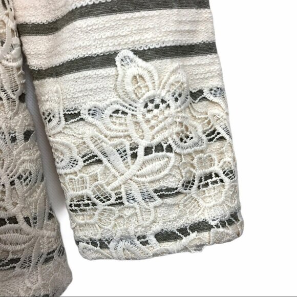 Matilda Jane Grey Stripe Tunic Top Ivory Lace Trim Long Sleeve NWOT Size S - Picture 4 of 9